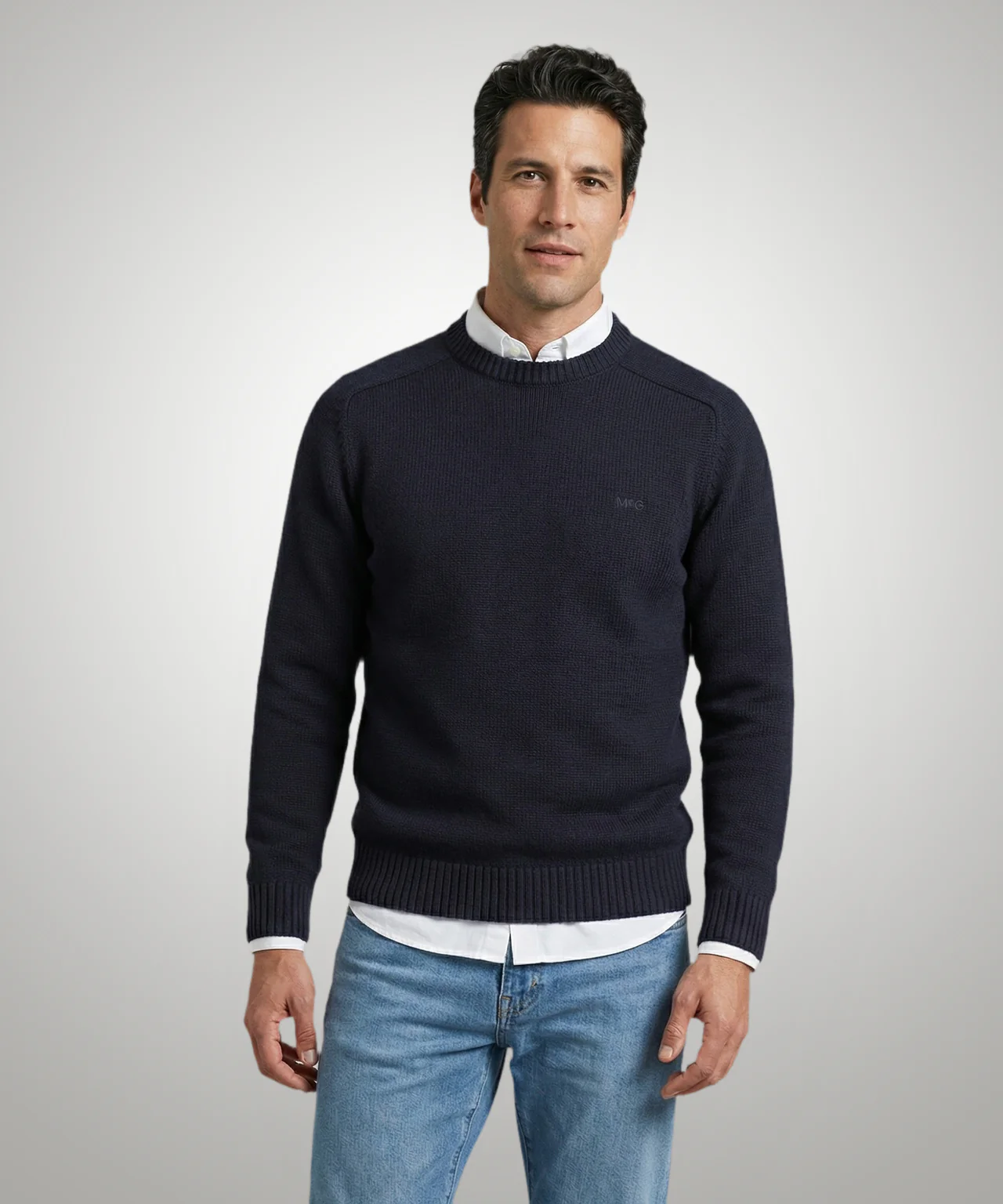 Cotton Crew Neck Sweater | Navy