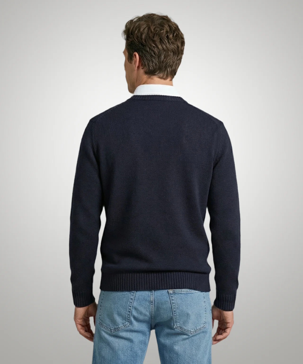 Cotton Crew Neck Sweater | Navy - Image 3