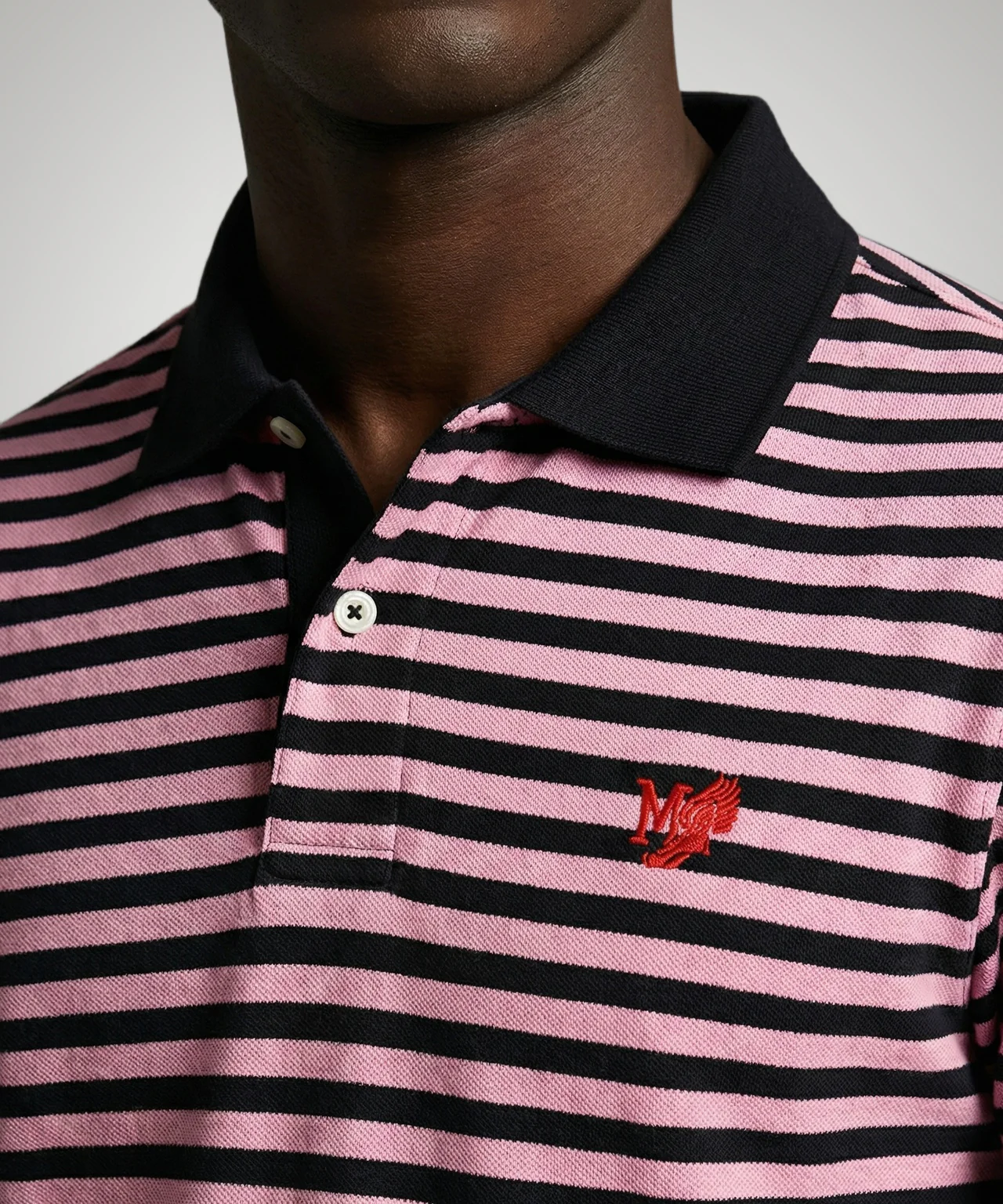 Striped Piqué Polo Shirt | Pink - Image 5