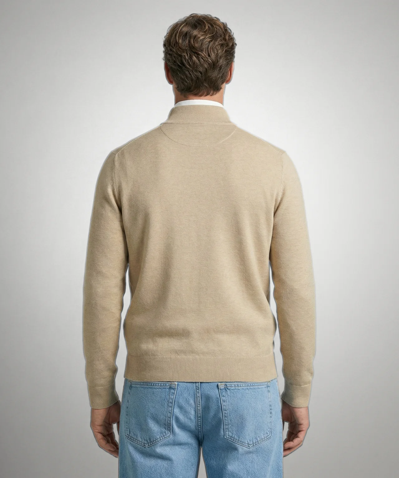 Zipped Cardigan Cotton Cashmere | Sand - Image 3