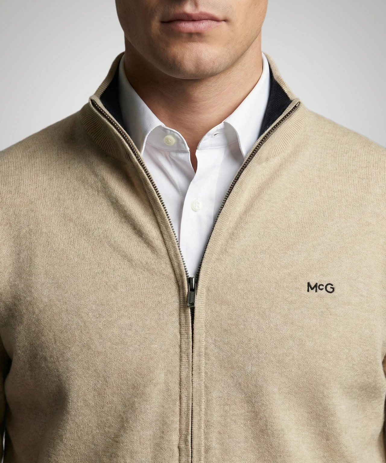 Zipped Cardigan Cotton Cashmere | Sand - Image 5