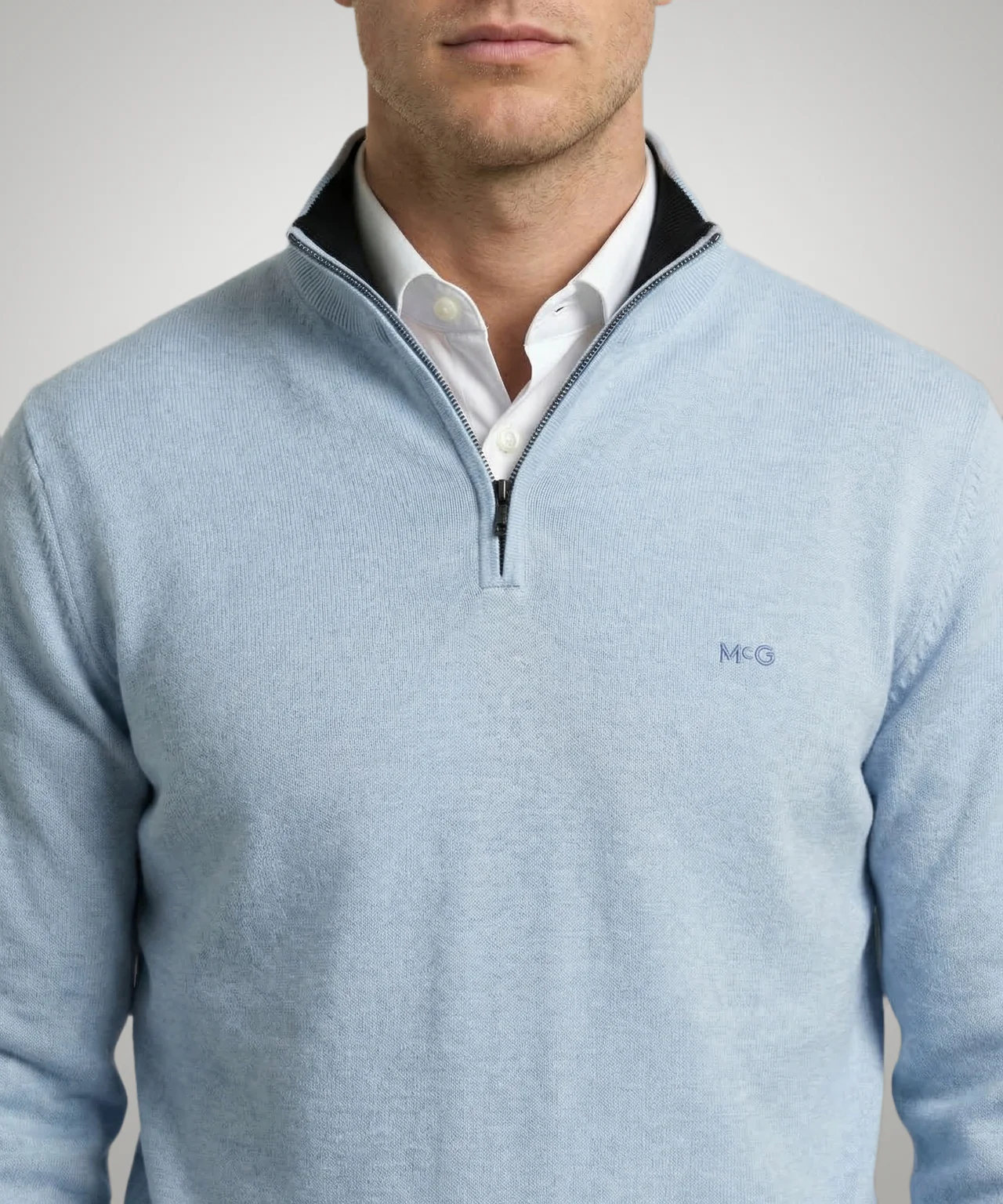 Half-Zip Sweater Cotton Cashmere | Light Blue - Image 5