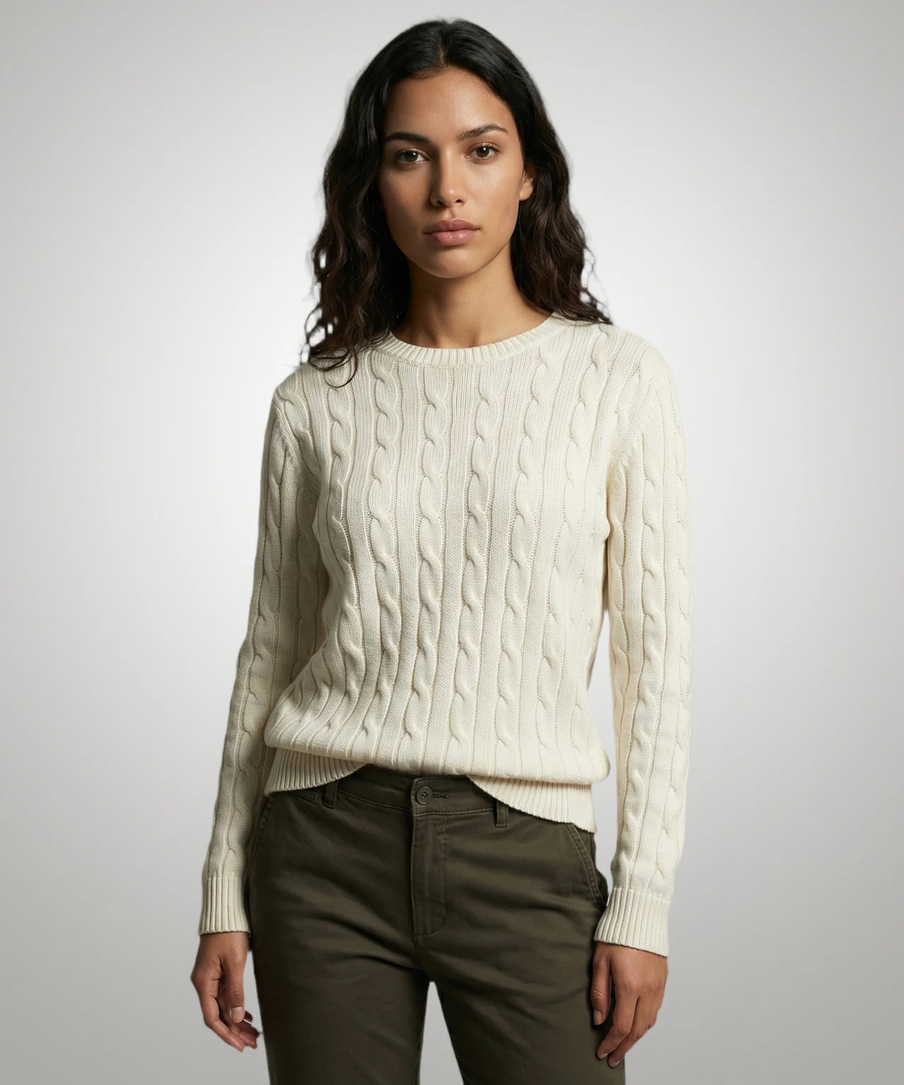 Sweater Cable Knit Cotton-Cashmere Round Neck | Off White