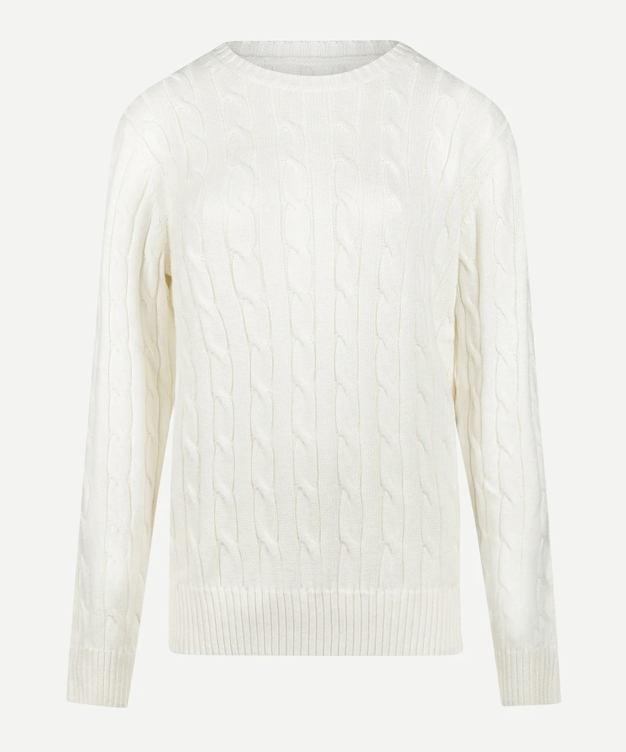 Sweater Cable Knit Cotton-Cashmere Round Neck | Off White - Image 2