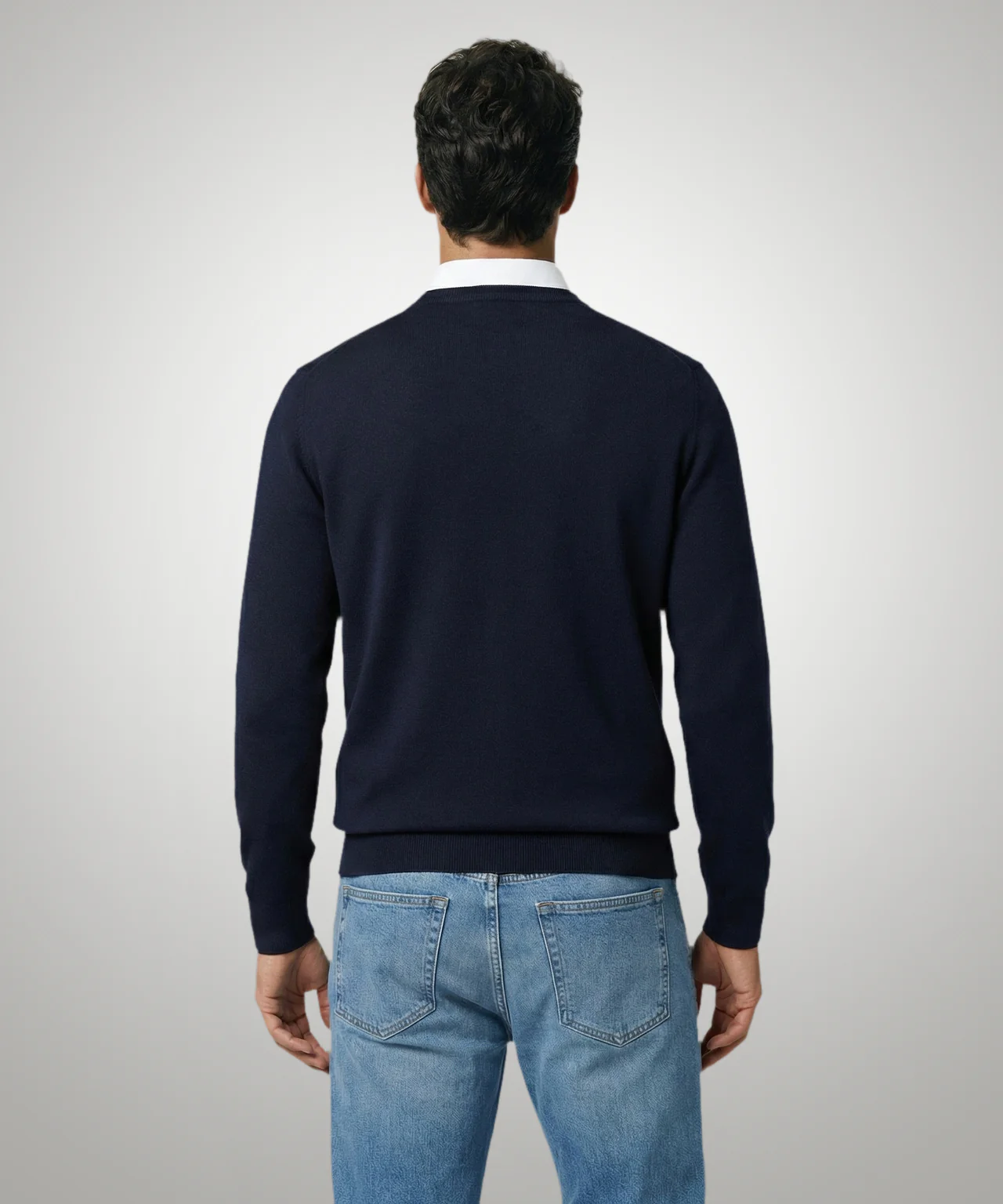 Sweater Cotton-Cashmere Round Neck | Navy - Image 3